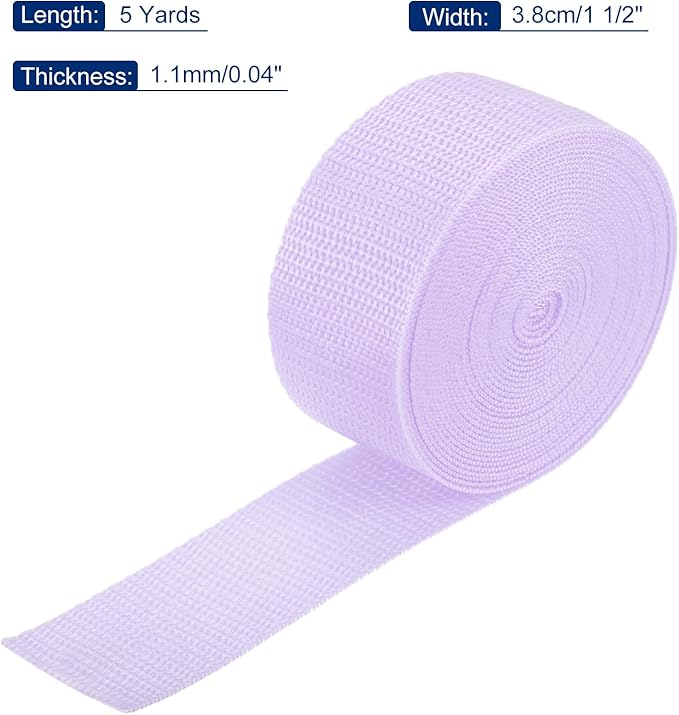 MECCANIXITY Lightweight Polypropylene Webbing Strap 1 1/2" 5 Yard Backpack Strapping Band Light Purple for Outdoor Luggage Cargo Straps
