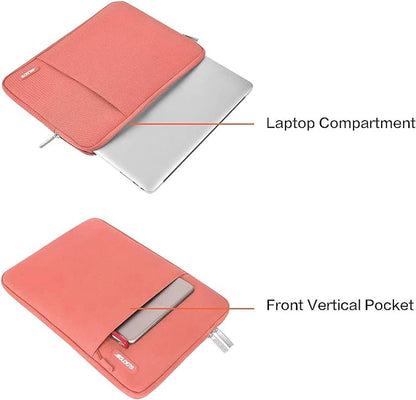 MOSISO Laptop Case 13.3 inch, 13-13.3 inch Laptop Sleeve Compatible with MacBook Air/Pro 13/Pro 14 M5 M4 M3 M2 M1, HP Dell ASUS Lenovo,Polyester Vertical Computer Sleeve Bag with Pocket, Coral