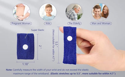 Cozyhealth Motion Sickness Wristband, Anti-Nausea Acupressure Wrist Band for Nausea Relief, Dizziness and Vomiting from Car Boat Flying Travel Sickness (Black/Grey/Dark Blue, 3 Pairs)