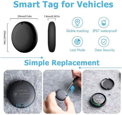 Tracker for Vehicles, Works with Google Find Hub(Android Only), Easily Find, Encrypted Location Data, Magnetic Hidden Car Tracker, No Monthly Fee Or Subscription, No SIM Required