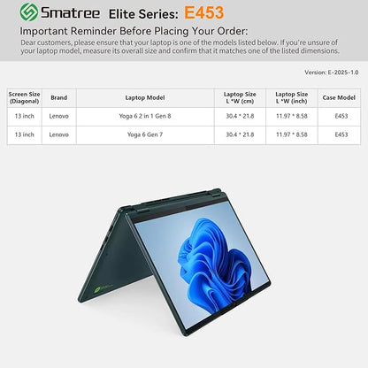 Smatree Laptop Sleeve for 13 inch Lenovo Yoga 6 Gen 8/7,for 13 inch Yoga 6 2 in 1,Case with Accessory Pocket,YKK Zipper,Patented Shockproof Design(E453)