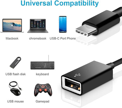 USB C to USB Adapter [2 Pack],Type-C OTG Cable Type C Male to USB A Female Usb to Usbc-c Adapter Compatible with Macbook Pro/Air iPad Pro 2022 2021 2020, Galaxy S23 S22 Ultra Note 10 S9 S8 (Black)