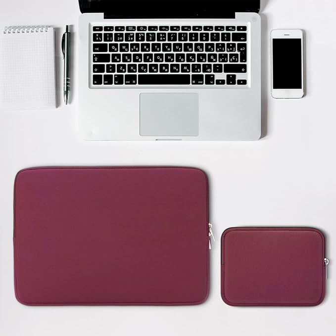 RAINYEAR 15 Inch Laptop Sleeve Protective Case Fluffy Lining Cover with Accessories Pouch, Compatible with 15.4" MacBook Pro/Air A3241 A2941 A3114 A1938 A1707 A1990 (Red, Upgraded Version)
