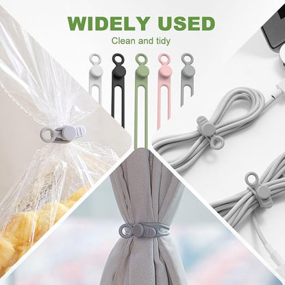 Data Cable Organizer, 2025 Upgrade Silicone Headphone Organizers, Silicone Cable Ties Reusable Cable Management Organizers Multipurpose Elastic Cord Organizer for Bundling and Fastening Cables (5Pcs)