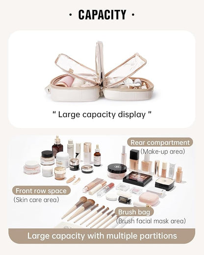 EACHY Travel Makeup Bag,Large Capacity Cosmetic Bags for Women,Waterproof Portable Pouch Open Flat Toiletry Bag Pattern Makeup Bag