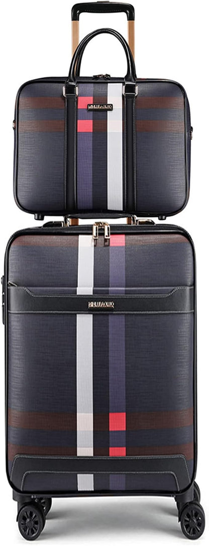 feilario 2Pcs Leather Business Spinner Wheel Luggage Waterproof Carry-On Suitcase with TSA Lock - Capacity 36-55L