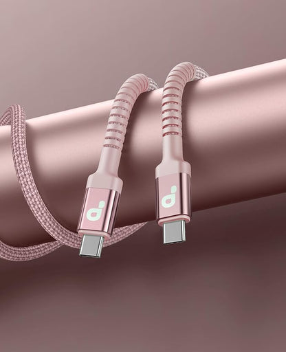 USBC Cable 10FT, 2Pack Long USBC Fast Charging Cable, Nylon Braided USB C to USB C iPhone Charger Cord Compatible with iPhone 17/16/15/Pro Max/Plus/Samsung Galaxy S23/LG and More-Pink