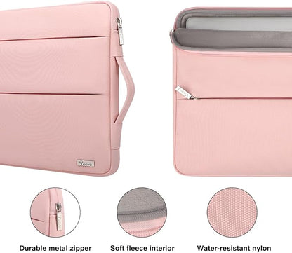 Voova 13 13.6 Inch Laptop Sleeve Case Compatible with MacBook Air 13 M1/M2/M3/M4 2020-2025, MacBook Pro 13/14, IPad Air/Pro 13, Waterproof Slim Computer Bag Cover with Handle, Sakura Pink