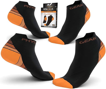 Physix Gear Short Compression Socks for Men & Women - Best Low Compression Socks Women & Men Ankle Socks with Arch Support