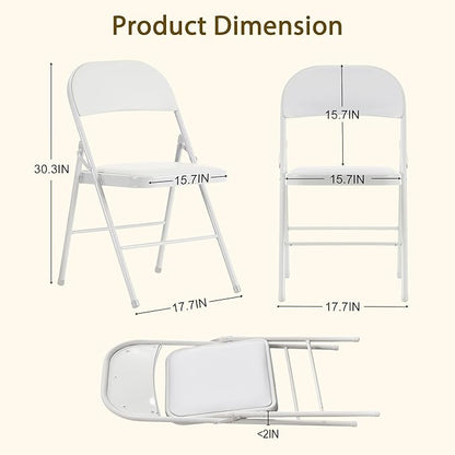 White Folding Chairs 20 Pack with Comfortable Cushion and Back, Portable & Foldable Indoor Outdoor Chairs with Durable Metal Frame for Office/Party/Events/Kitchen/Dinning/Wedding, 330lbs Capacity