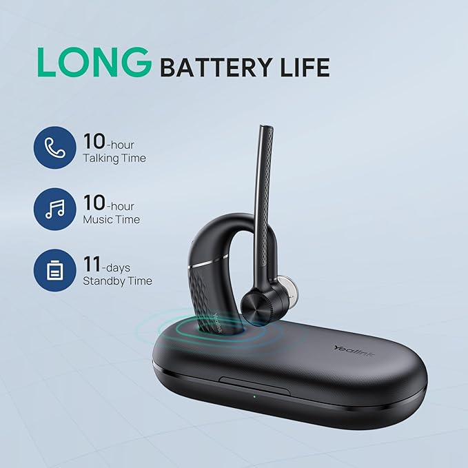 Yealink BH71 Pro Bluetooth Headset with USB-C/A Dongle, Teams Certified, Wireless Earpiece for Cell Phone,PC,Laptop,Noise Cancelling Microphone, Adjustable Ear Hook