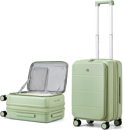 MILADA Expandable Carry On Luggage with Spinner Wheels PC Hard Shell Suitcases 20 Inch Top Opening Travel Suitcase with Wheels TSA Approved Luggage Trunk Rolling Carry-On, Bamboo Green
