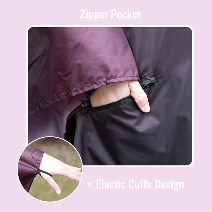 SaphiRose Unisex Rain Poncho Waterproof Raincoat Hooded for Adults Women with Pockets