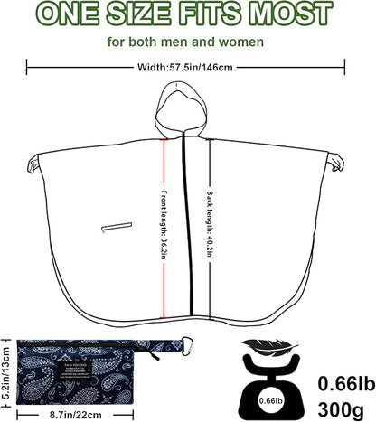 Hooded Rain Ponchos for Adult - Rain Coat and Rain Jacket with Waterproof Pocket and Zipper