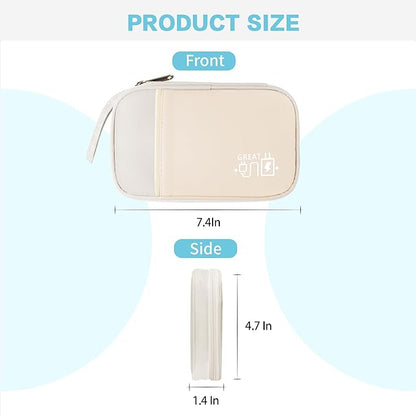 Electronics Travel Organizer,Portable Waterproof Electronic Travel Storage Bag for Small Charging Cord Storage,Charger,Small Electronics,SD Card,with 5 Cable Ties,for Travel,Business-Beige