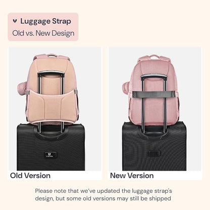 BabbleRoo Diaper Bag Backpack - Travel Large Baby Diaper Bag with Changing pad, Waterproof Baby Bags for Mom & Dad, Unisex Bags with Pacifier Case, Luggage Strap & Stroller Clips– Pink