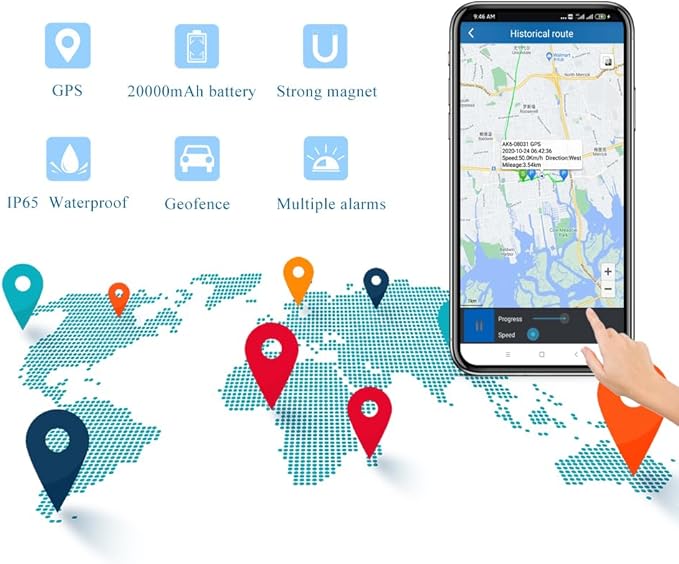 Magnetic GPS Tracker for Vehicles One Month Subscription Included Tracking Devices for Cars Hidden Long Battery Life Car Tracker Device Hidden for Trailer Motorcycle Truck Fleet GPS Tracker