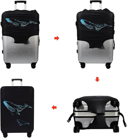 WUJIAONIAO Travel Luggage Cover Baggage Suitcase Cover Protector Skins 18-32 Inch (dolphin, S (for 18-20 inch luggage))