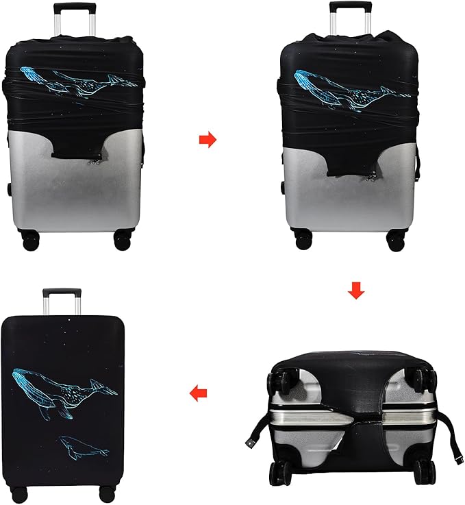 WUJIAONIAO Travel Luggage Cover Baggage Suitcase Cover Protector Skins 18-32 Inch (dolphin, XL (for 29-32 inch luggage))