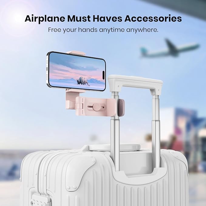 2 Pack Klearlook Universal Airplane Phone Holder, 360° Rotatable Phone Mount for Airplane Tray Table & Desk, Hands-Free Adjustable Phone Stand for Flight Essentials Must Have Accessories