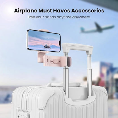 2 Pack Klearlook Universal Airplane Phone Holder, 360° Rotatable Phone Mount for Airplane Tray Table & Desk, Hands-Free Adjustable Phone Stand for Flight Essentials Must Have Accessories
