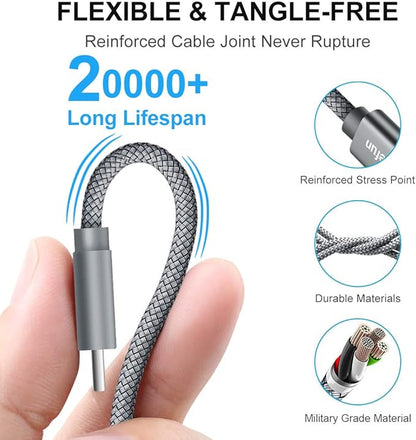 CLEEFUN USB C Cable, USB to USB C Cable, [5 Pack, 3/3/6/6/10 ft] Type C Charger Cable Fast Charging for iPhone 17 16 15 Pro Max Plus Air, for Samsung Galaxy S25 S24 S23 S22 S21 S20 S10 A17 A16 A15