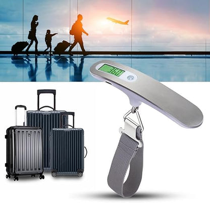 Rechargeable Digital Travel Scale with Strap for Luggage Suitcase Baggage Weighing, Weight Max up to 110 Lbs/50kg & LCD Display Screen Design,USB Type-C Port (Silver)