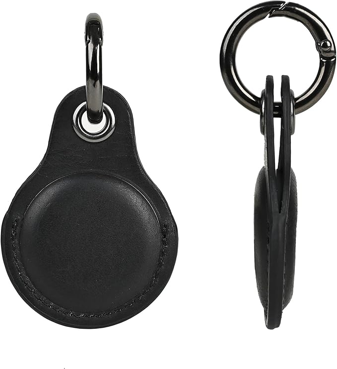 2 Pack Tusks Land Genuine Leather for AirTag Holder, Compatible with Apple AirTag, Anti-Loss Tracker Case for Dogs, Cats, Pets, Keys, Bags, Luggage, Durable & Stylish Accessory