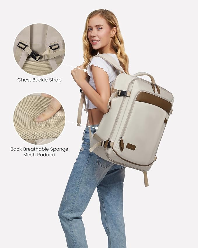 LOVEVOOK Carry on Backpack, 45L Large Travel Backpack for Women Men Airline Approved, Expandable Large Suitcase Backpacks With 4 Packing Cubes, Aer Travel Pack 3, Water Resistant Weekender Bag