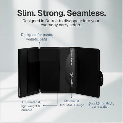 Conceal Plus Wallet Finder Slim Tracker, 5-Year Battery Life - Never Needs Charging, Track Wallet, Backpack, Luggage and More, Works with Apple Find My iOS Only (Android Not Supported)