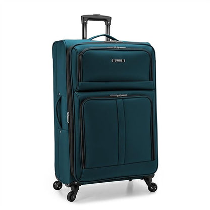 U.S. Traveler Anzio Softside Sturdy Ballistic Nylon Expandable Travel Suitcase Luggage with 4 Spinner Wheels, Teal, Checked-Large 30-Inch