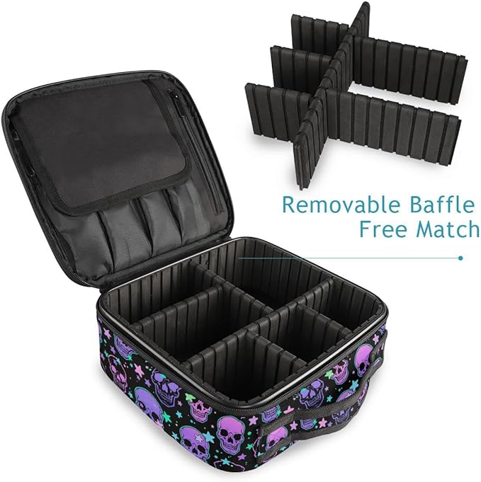 MNSRUU Women Makeup Bag Stars Purple Skulls Makeup Bag Organizer Travel Cosmetic Bag for Teenage Girl Clear Make Up Bags with Zipper