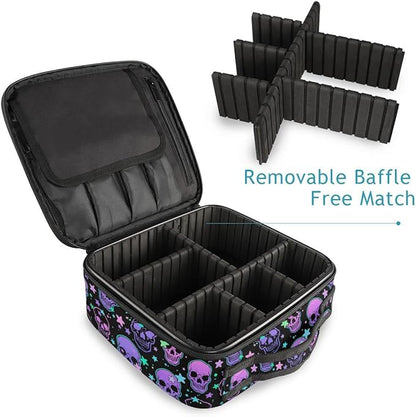 MNSRUU Women Makeup Bag Stars Purple Skulls Makeup Bag Organizer Travel Cosmetic Bag for Teenage Girl Clear Make Up Bags with Zipper