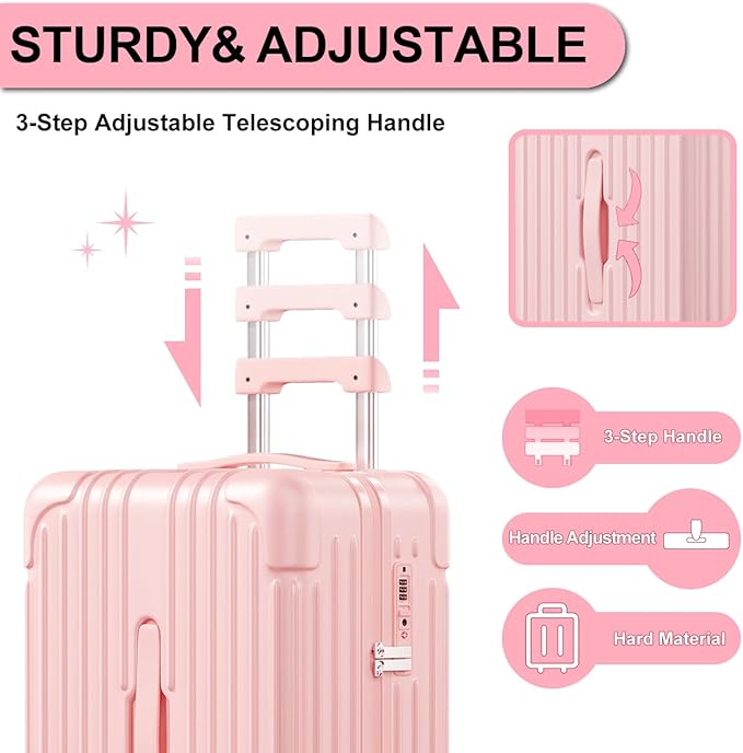 Krute Carry on Luggage 20 inch Suitcases with Spinner Wheels PC+ABS Airline Approved Hard Side Luggages with TSA Lock