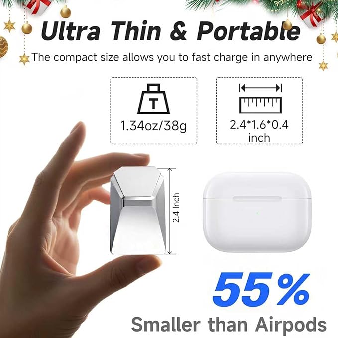 USB C Charger for iPhone 16/15 Charger Fast Charging,GaN Keychain Design Fast Wall Charger Block with USB C to C & C to Lightning Cable, Christmas Gift for Men,Foldable and Compact for iPhone(Silvery)