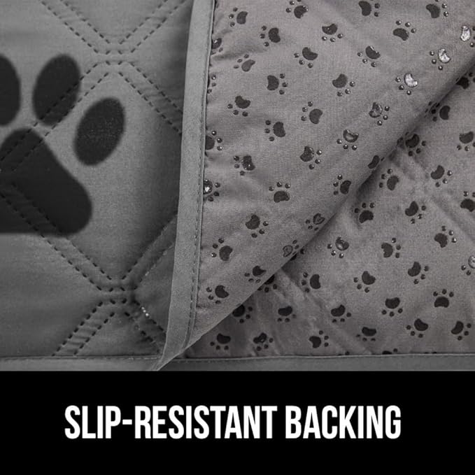 GORILLA GRIP Waterproof Couch Cover for Dogs, Gripped Slip Resistant Backing, Leak Proof Washable Dog Blanket Covers Sofa, Bed, Sectional, Crate, Car, RV Seats, Pet Puppy Essentials, 30x70 Gray Paw