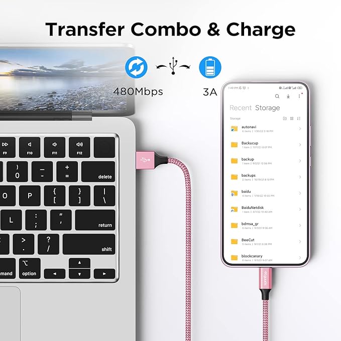 etguuds Pink Long USB A to USB C Cable 10ft, 2-Pack Fast Charging Type C Charger Cord for iPhone 17 16 15 Pro Max Plus Air 16e, Samsung Galaxy S25 S24 S23 S22 S21 S20 Note 20 A17 A16 A15 A26 A36 A56
