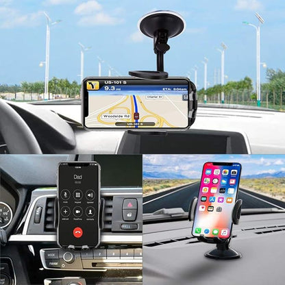 Vansky Car Phone Holder Mount, 3-in-1 Universal Cell Phone Holder Car Air Vent Holder Dashboard Mount Windshield Mount Fit for iPhone 17 16 15 14 13 Pro Max, Samsung S24 S23 LG Sony and More