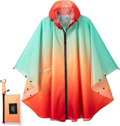 Fashion Hooded Rain Poncho Waterproof Raincoat Jacket with pocket for Women/Men/Adult