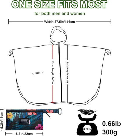 Hooded Rain Ponchos for Adult - Rain Coat and Rain Jacket with Waterproof Pocket and Zipper