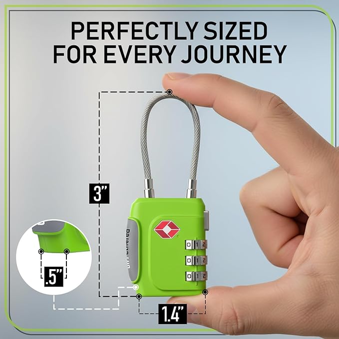 Untethered TSA Luggage Locks (3 Pack) – Resettable 3-Digit Combination TSA Approved Travel Padlocks for Suitcases, Backpacks, Gym Bags & Checked Baggage (3 Pack | Green)