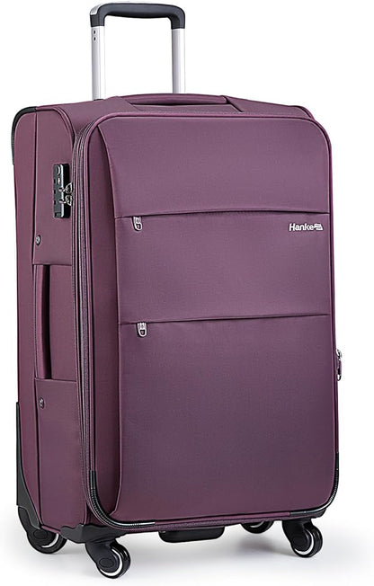 Hanke 28 Inch Luggage with Spinner Wheels Expandable Large Suitcase with Wheels Softside Check in Luggage Rolling Suitcase with Lock Lightweight Travel Luggage for Men and Women.(Purple)
