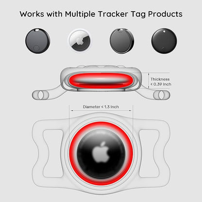for AirTag Dog Collar Holder, Dog Air Tag Holder, IP68-Waterproof | Lightweight Silicone | Anti-Lost | Ultra-Durable | Compatible with Apple AirTags (Rose Red+Pink)