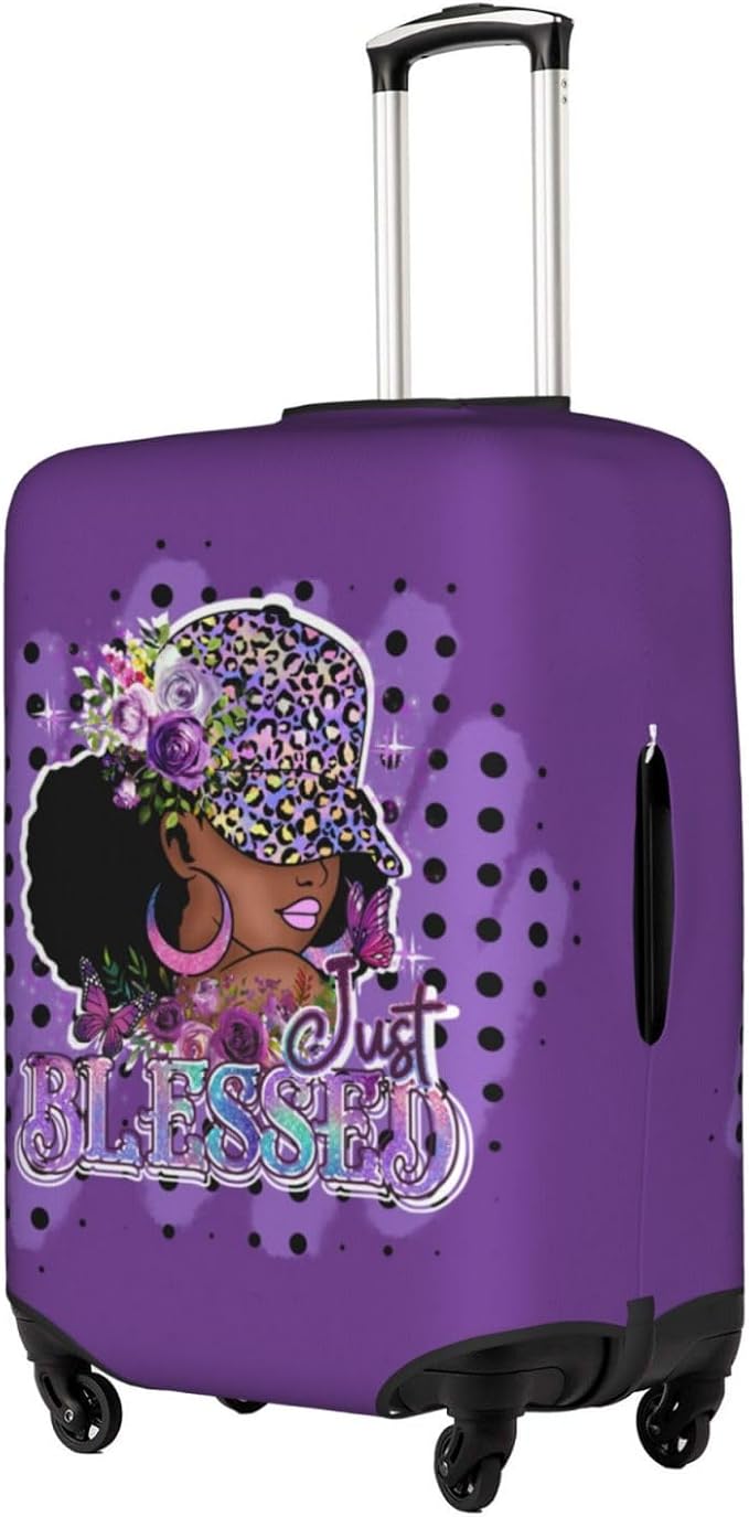 Travel Suitcase Protector African American Girl Elastic Protective Washable Luggage Cover With Concealed Zipper Suitable For 18-32 Inch(S (for 18-21 inch luggage))