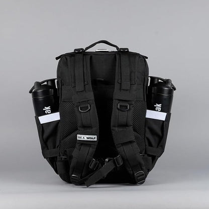 WOLFpak 35L Athletic Gym Backpack - Durable 1000D Waterproof Oxford Material with MOLLE Webbing, Laptop Pocket & Dual Cup Holders, Durable Fitness/Travel/Military Daypack (Alpha Black White Accents)