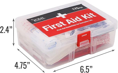 DMI 175-Piece First Aid Kit for Minor Injuries, Cuts and Scrapes, All-Purpose, Portable and Convenient, Includes Bandages, Injury Treatment, Dressings, and Instruments, HSA & FSA Eligible