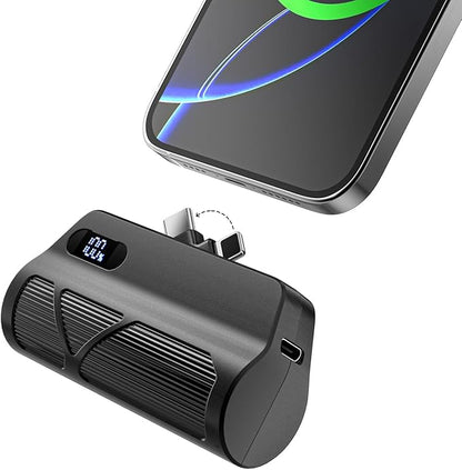 Portable Charger 5000mAh Dual USB C and iOS-Type Connector, Ultra-Compact 20W PD Fast Charging Power Bank for Phone 17/16/15/14/13 Plus,Pro Max, Pad, Samsung Galaxy S25 S24 S23 Android (Black)