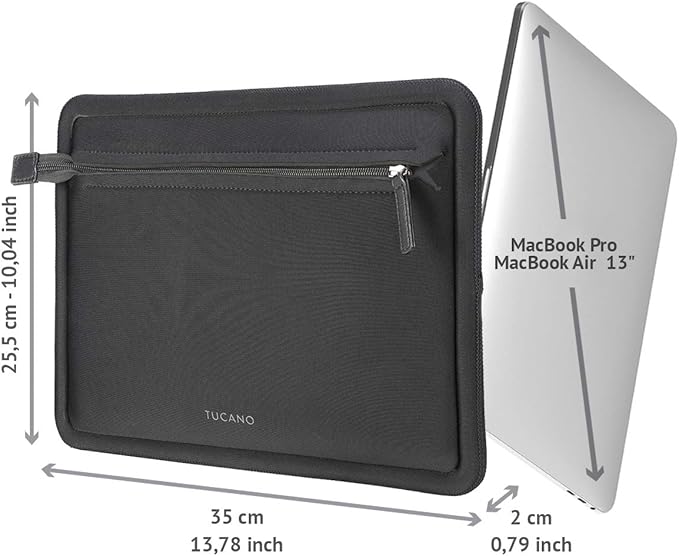 Tucano - Intorno Sleeve for MacBook Pro 13" (2016-2020) or MacBook Air 13" (2018-2020), Padded Edge Protection, Anti-Scratch