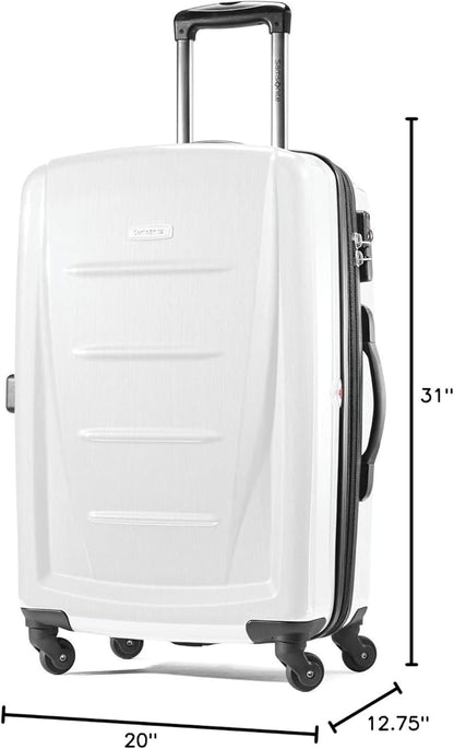 Samsonite Winfield 2 Hardside Expandable Luggage with Spinner Wheels, Checked-Large 28-Inch, Brushed White