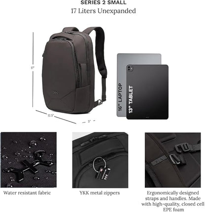 Knack Small Series 2 Laptop Backpack Fits up to 16 Inch Laptops - Knack Bags Carry-On Backpack, TSA Approved, Expandable Travel Backpacks With 2 Day Outfit Capacity, Midnight Black